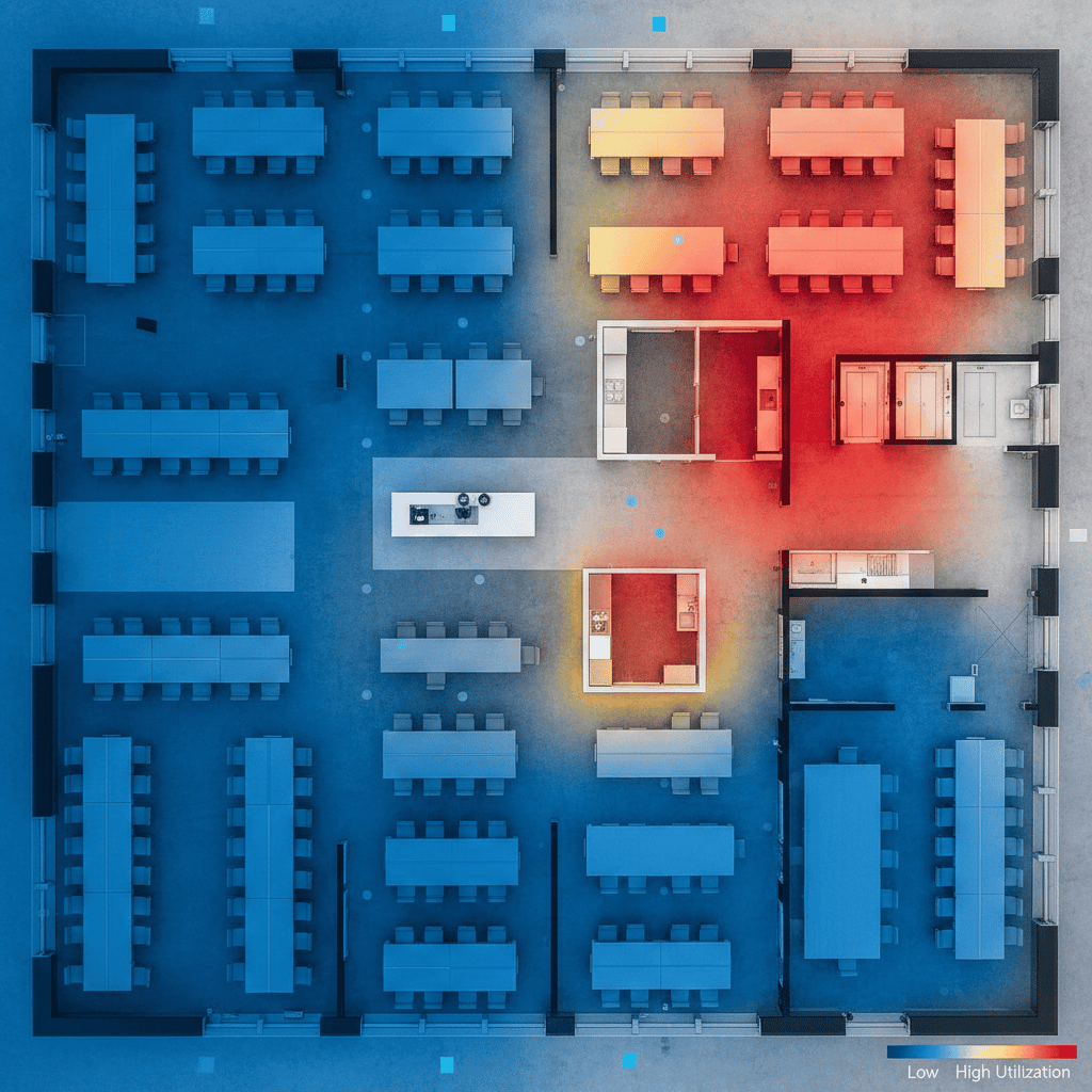 Office layout with utilization zones